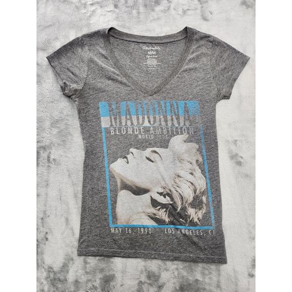 Aeropostale Madonna Blonde Ambition World Tour 1990 V-Neck Tee Size M Gray 90s - Picture 1 of 8